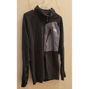 Men's The North Face XXL Flash Dry Fleece Pullover Jacket Black Gray 1/2 Zip